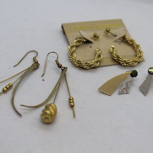 (3) Pairs of Gold plate costume earrings